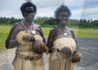 Traditional dressed women, Buka, Bougainville, Papua New Guinea