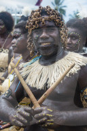 Traditional dressed man from a Bamboo band, Buka, Bougainville, Papua New Guinea