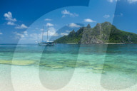Very clear turquoise waters on Monuriki or Cast away island, Mamanuca islands, Fiji