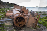 Rusty old steam train, Ocean Harbour, South Georgia, Antarctica, Polar Regions