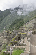 Restoration work at the Inca ruins of Macchu Picchu, Peru