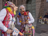 Native Quechua people celebrate the day of San Jeronimo, the patron saint of the city