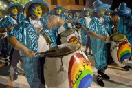Traditional 'Murgas' and samba schools performing on the streets during Carnival in Montevideo, Uruguay