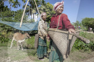 Fisherwomen of Karbi Tribe. Karbi is one of the major ethnic groups in Northeast India.