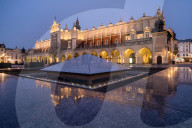 Main Square and Sukiennice or The Cloth Hall at dawn, Krakow, Poland