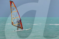Windsurfing at Long Bay Beach, on the south coast of Providenciales, Turks and Caicos, in the Caribbean.