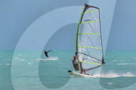 Windsurfing at Long Bay Beach, on the south coast of Providenciales, Turks and Caicos, in the Caribbean.