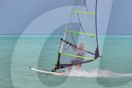Windsurfing at Long Bay Beach, on the south coast of Providenciales, Turks and Caicos, in the Caribbean.