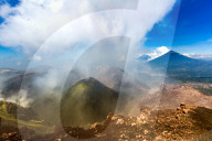 On the summit of the active Pacaya Volcano in Guatemala.