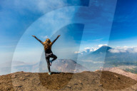 On the summit of the active Pacaya Volcano in Guatemala.