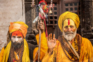 Holy men at Pashupati Temple