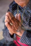 Old woman's hands praying