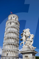 The Leaning Tower of Pisa, campanile or bell tower, Fontana dei Putti, Piazza del Duomo, UNESCO World Heritage Site, Pisa, Tusca