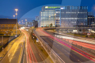 M8 Motorway trail lights, Glasgow, Scotland, United Kingdom, Europe.