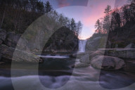 Elk River Falls Sunset, Elk River, North Carolina, sunset, Blue Ridge Mountains, nature, landscape, travel, waterfall, forest