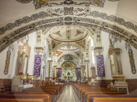 Painted interior of Santo Domingo church in the town of Ocotlan de Morelos, State of Oaxaca, Mexico, North America