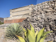 Pre-Columbian Mixtec and Zapotec ruins in the town of Mitla, State of Oaxaca, Mexico, North America