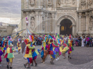 Masked dancers, Fiesta de la Virgen de la Soledad, Basilica of Our Lady of Solitude, Oaxaca, Mexico, North America