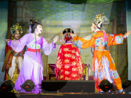 Chinese opera performers. Hungry Ghost Festival. Georgetown, Penang, Malaysia, Asia