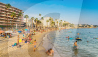 Busy beach in Juan les Pins, Cote d'Azur, France