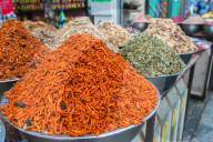 Spices and fruits in a traditional market in Jerusalem, Israel