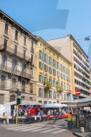 A street market in Milan, Italy