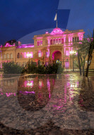 Twilight view of the Casa Rosada on Plaza de Mayo, Monserrat, City of Buenos Aires, Buenos Aires Province, Argentina, South America