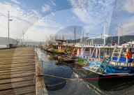 View of the colourful boats in Paraty, State of Rio de Janeiro, Brazil, South America