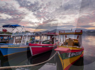 Sunrise over the port in Paraty, State of Rio de Janeiro, Brazil, South America