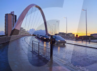 Clyde Arc at sunset, Glasgow, Scotland, United Kingdom, Europe