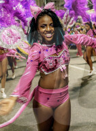 Brazil, State of Rio de Janeiro, City of Rio de Janeiro, Samba Dancer in the Carnival Parade.