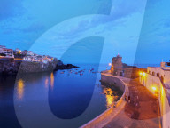 Twilight view of the fishing port in the Camara de Lobos, Madeira, Portugal, Atlantic, Europe