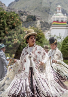 Dancers in Traditional Costume, Fiesta de la Virgen de la Candelaria, Copacabana, La Paz Department, Bolivia