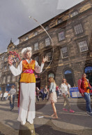 Fringe Festival on The Royal Mile, Old Town, Edinburgh, Lothian, Scotland, United Kingdom, Europe