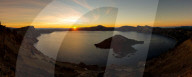 Panorama of sunrise at crater lakes
