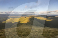 The view to Arant Haw and Ingleborough from the summit of Calders near Sedbergh in the Yorkshire Dales National Park Cumbria UK