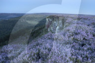 The rocky outcrop of Hasty Bank photographed in twilight. Hasty Bank, Cleveland Hills, North York Moors; North Yorkshire; UK