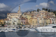 Menton Okl town & Marina, Alpes Maritime, Cote d'Azur, France