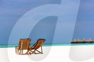 Wooden sun loungers on beach, Coco Palm, Dhuni Kolhu, Baa Atoll, Republic of Maldives, Indian Ocean