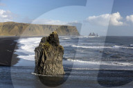 Dramatic coastline from Dyrholaey, looking towards Reynisdrangar, near Vik Y Myrdal, South Iceland
