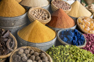 Display of spices and Pot Pourri in spice market (Rahba Kedima Square) in the souks of Marrakech, Morocco