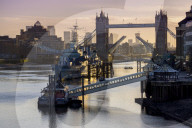 Tower Bridge raising deck HMS Belfast