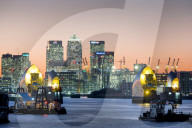 Canary Wharf with Thames Barrier