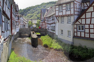 Half-timbered Houses in Monreal on River Elz, Eifel, Rhineland-Palatinate, Germany