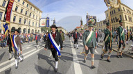 Traditional Costume Parade on occasion of the Oktoberfest, Munich, Upper Bavaria, Bavaria, Germany