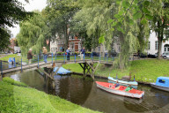 Urban Canal in Friedrichstadt, Eider, Schleswig-Holstein, Germany