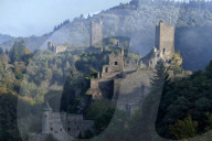 Ruins of Oberburg and Niederburg Castles, Manderscheid, Eifel, Rhineland-Palatinate, Germany