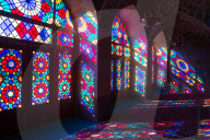 Stained glass windows of Prayer Hall, Nasir-al Molk Mosque, Shiraz, Iran