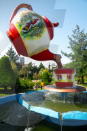 Tea pot fountain at Lahijan, centre of Iran's tea industry, Iran