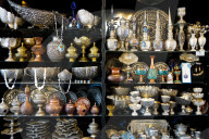 Metalwork for sale, Grand Bazaar, Isfahan, Iran
